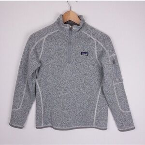 Patagonia Better Sweater 1/4 Zip Fleece Size 12 Gray Grey Girls School Like New